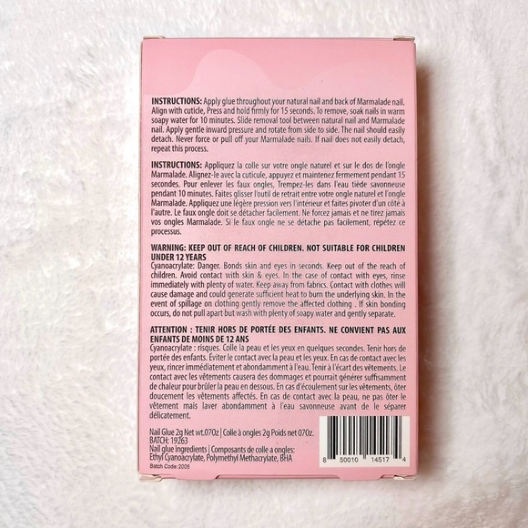 Marmalade Borderline Stiletto Glossy Pink Press On Nail Kit New Clearance - Picture 3 of 3